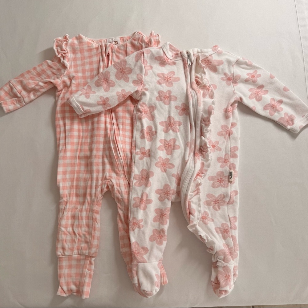 Charming Pink Floral and Checkered Kids Footies